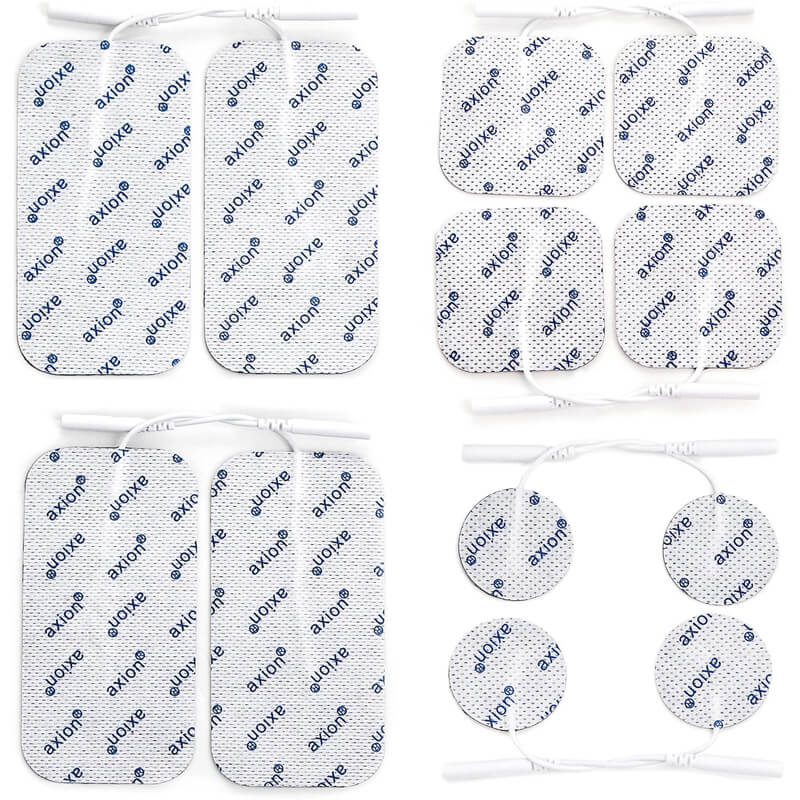 Mixed Set of 12 TENS Unit Electrode Pads - square, rectangular and round shape - with 2mm Plug-in Connection