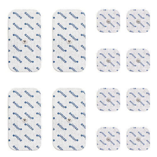 Mixed Set of 12 TENS EMS Electrode Pads - 4 Electrode Pads 4x2 in and 8 Electrodes 2x2 in with 3.5 Snap Connection