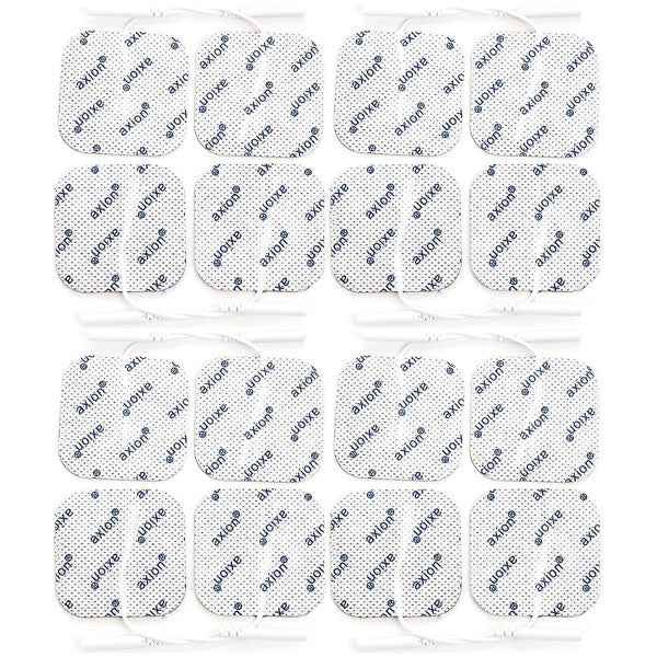 16 TENS Unit Electrode Pads 2x2 in with 2mm Plug-in Connection