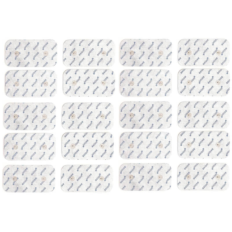 20 TENS Unit Electrode Pads 4x2 in with 3.75mm Snap Connection