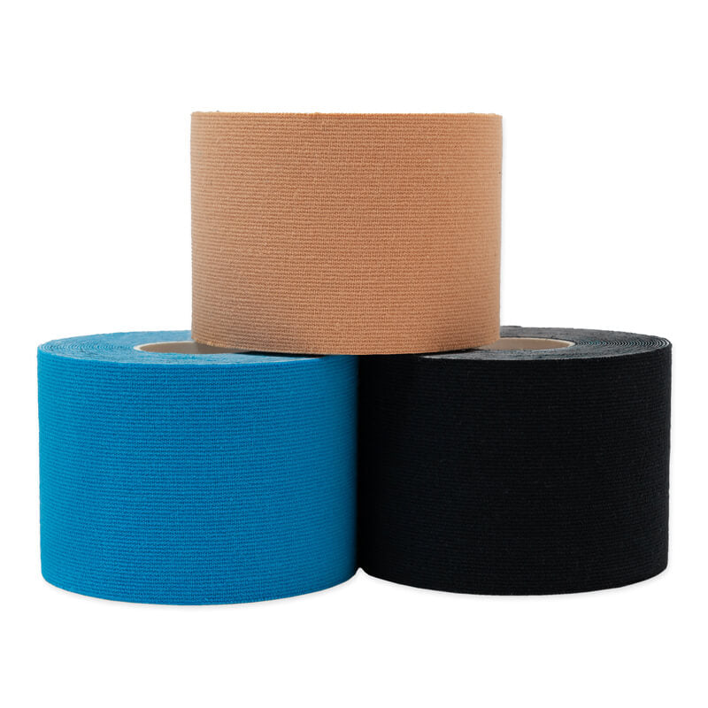 3 Rolls of Kinesiology Tape - Uncut - Black, Blue, Beige