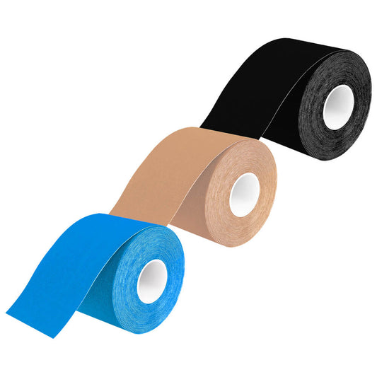 3 Rolls of Kinesiology Tape - Uncut - Black, Blue, Beige